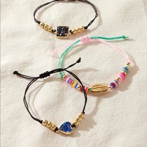 3/$20 Cowrie Shell and Rhinestone String Bracelets